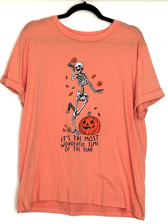 Sunshine Stufio Tops - It’s the Most Wonderful Time of the Year Dancing Skeleton Halloween Tee Size XL